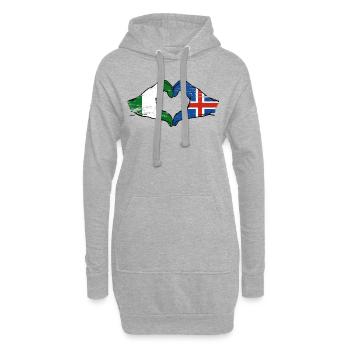 Drapeau de l’île du Nigeria mains forme de coeur utilisé - Sweat-shirt à capuche long Femme - gris chiné - Devant
