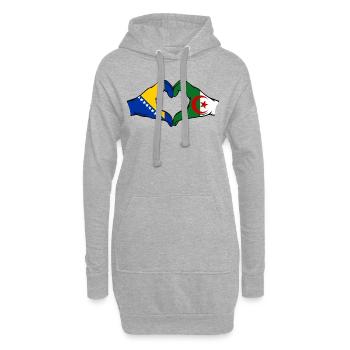 Bosnien Algerien Flagge Hände Herzform - Hoodie-Kleid - Grau meliert - Vorne