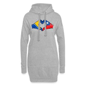 Bosnie Taiwan drapeau mains forme de coeur utilisé - Sweat-shirt à capuche long Femme - gris chiné - Devant