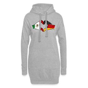 Mexiko Deutschland Flagge Hände Herzform used - Hoodie-Kleid - Grau meliert - Vorne