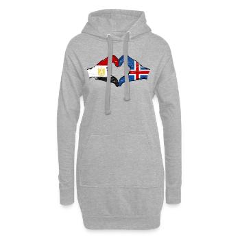 Égypte Islande drapeau mains forme de coeur utilisé - Sweat-shirt à capuche long Femme - gris chiné - Devant