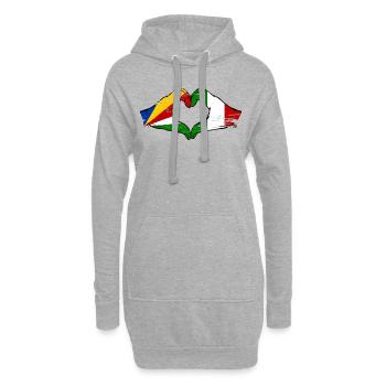Seychelles Italie Drapeau Mains Coeur Forme Utilisé - Sweat-shirt à capuche long Femme - gris chiné - Devant