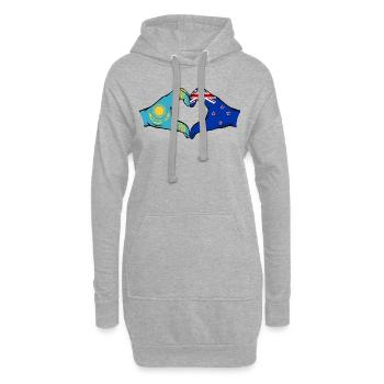 Kazakhstan Nouvelle-Zélande drapeau mains forme coeur - Sweat-shirt à capuche long Femme - gris chiné - Devant