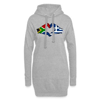South Africa Greece Flag Hands Heart Shape - Hoodie Dress - heather grey - Front