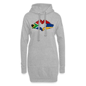 Afrique du Sud Arménie drapeau mains forme de coeur utilisé - Sweat-shirt à capuche long Femme - gris chiné - Devant