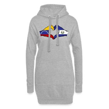 Venezuela El Salvador Drapeau Mains Coeur Forme - Sweat-shirt à capuche long Femme - gris chiné - Devant
