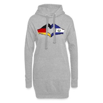 Allemagne El Salvador Drapeau Mains Coeur Forme - Sweat-shirt à capuche long Femme - gris chiné - Devant