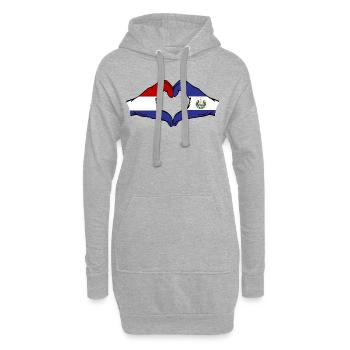 Hollande El Salvador Drapeau Mains Coeur Forme - Sweat-shirt à capuche long Femme - gris chiné - Devant