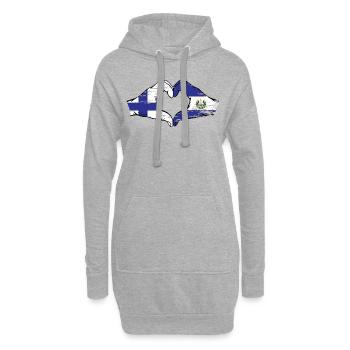 Finlande El Salvador Drapeau Mains Coeur Forme Utilisé - Sweat-shirt à capuche long Femme - gris chiné - Devant