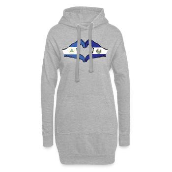 Nicaragua El Salvador Drapeau Mains Coeur Forme - Sweat-shirt à capuche long Femme - gris chiné - Devant