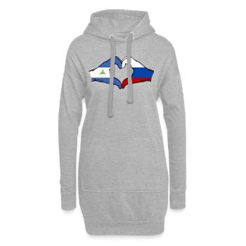 Nicaragua Russie Drapeau Mains Coeur Forme - Sweat-shirt à capuche long Femme - gris chiné - Devant