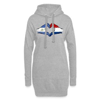 Nicaragua Hollande Drapeau Mains Coeur Forme Utilisé - Sweat-shirt à capuche long Femme - gris chiné - Devant