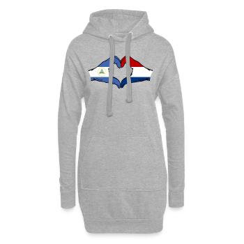 Nicaragua Holland Flag Hands Heart Shape - Hoodie Dress - heather grey - Front