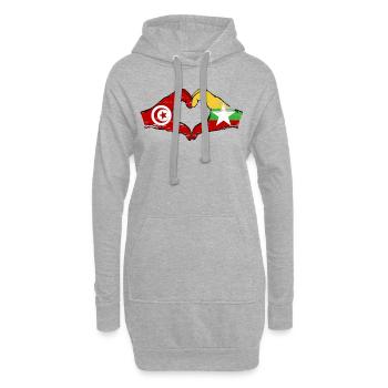 Tunesien Myanmar Flagge Hände Herzform used - Hoodie-Kleid - Grau meliert - Vorne