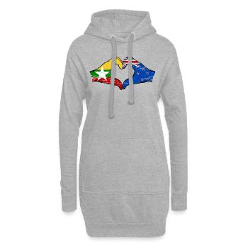 Myanmar Nouvelle-Zélande drapeau mains forme coeur utilisé - Sweat-shirt à capuche long Femme - gris chiné - Devant