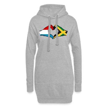 Luxembourg Jamaïque Drapeau Mains Coeur Forme - Sweat-shirt à capuche long Femme - gris chiné - Devant