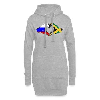 Russie Jamaïque drapeau mains forme de coeur utilisé - Sweat-shirt à capuche long Femme - gris chiné - Devant