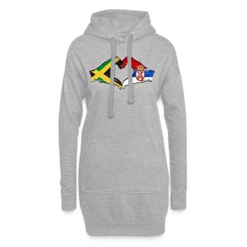 Jamaïque Serbie Mains Forme de Coeur Utilisé - Sweat-shirt à capuche long Femme - gris chiné - Devant