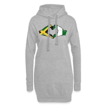 Jamaïque Nigeria Mains Forme de coeur Utilisé - Sweat-shirt à capuche long Femme - gris chiné - Devant