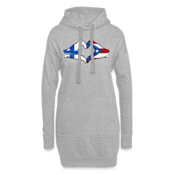 Finlande Porto Rico Mains Forme Coeur Utilisé - Sweat-shirt à capuche long Femme - gris chiné - Devant