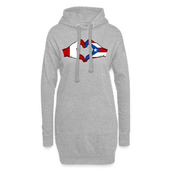 Peru Puerto Rico Flagge Hände Herzform - Hoodie-Kleid - Grau meliert - Vorne
