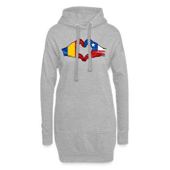 Rumänien Chile Flagge Hände Herzform used - Hoodie-Kleid - Grau meliert - Vorne