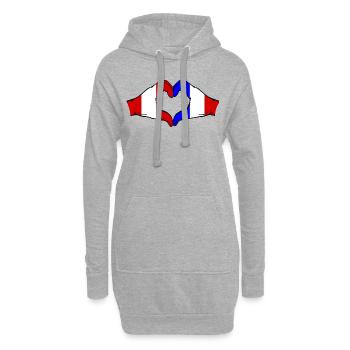 Pérou France Mains Coeur Forme - Sweat-shirt à capuche long Femme - gris chiné - Devant