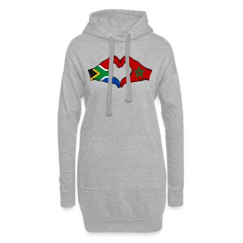 Afrique du Sud Maroc Drapeau Mains Coeur Forme - Sweat-shirt à capuche long Femme - gris chiné - Devant