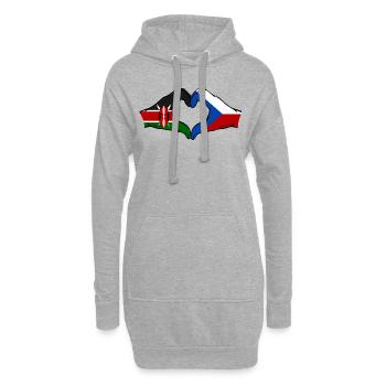 Kenia Tschechien Flagge Hände Herz - Hoodie-Kleid - Grau meliert - Vorne