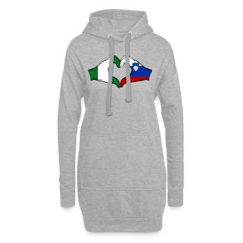 Nigeria Slovénie Drapeau Mains Coeur Forme - Sweat-shirt à capuche long Femme - gris chiné - Devant