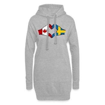 Canada Suède Drapeau Mains Coeur Forme - Sweat-shirt à capuche long Femme - gris chiné - Devant