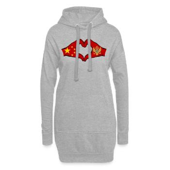 China Montenegro Flagge Hände Herzform - Hoodie-Kleid - Grau meliert - Vorne