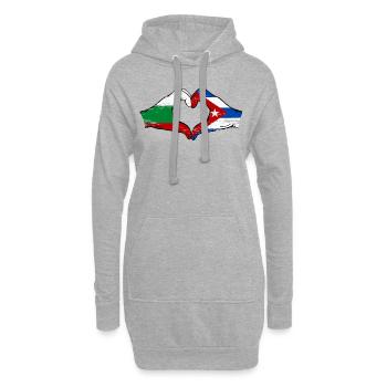 Bulgarie Cuba drapeau mains forme de coeur utilisé - Sweat-shirt à capuche long Femme - gris chiné - Devant