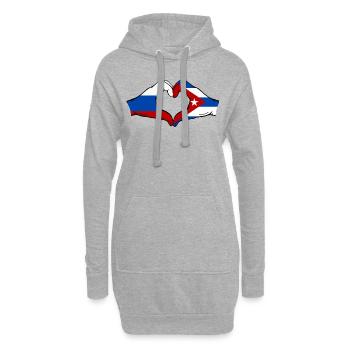 Russland Kuba Flagge Hände Herzform - Hoodie-Kleid - Grau meliert - Vorne