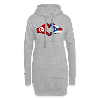 Tunesien Puerto Rico Flagge Hände Herzform - Hoodie-Kleid - Grau meliert - Vorne