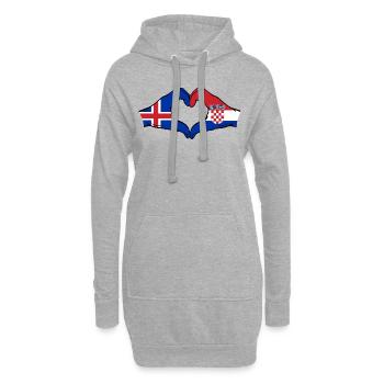 Islande Croatie Drapeau Mains Coeur Forme - Sweat-shirt à capuche long Femme - gris chiné - Devant