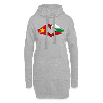 Vietnam Bulgarie Drapeau Mains Coeur Forme Utilisé - Sweat-shirt à capuche long Femme - gris chiné - Devant