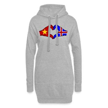 Drapeau de l’île du Vietnam Mains Forme de coeur - Sweat-shirt à capuche long Femme - gris chiné - Devant