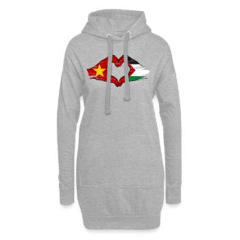 Vietnam Palestine drapeau mains forme coeur utilisé - Sweat-shirt à capuche long Femme - gris chiné - Devant