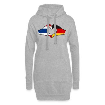 Thaïlande Allemagne Drapeau Mains Coeur Forme - Sweat-shirt à capuche long Femme - gris chiné - Devant