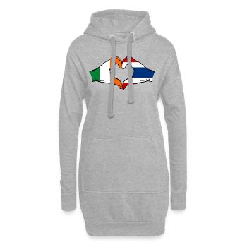Irlande Thaïlande drapeau mains forme coeur - Sweat-shirt à capuche long Femme - gris chiné - Devant