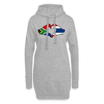Afrique du Sud Thaïlande drapeau mains forme coeur - Sweat-shirt à capuche long Femme - gris chiné - Devant