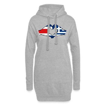 Costa Rica Grèce Drapeau Mains Coeur Forme - Sweat-shirt à capuche long Femme - gris chiné - Devant