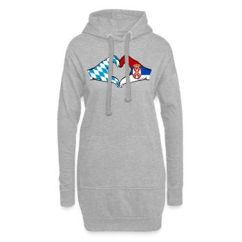 Bavière, Serbie, Drapeau, Mains, Coeur - Sweat-shirt à capuche long Femme - gris chiné - Devant