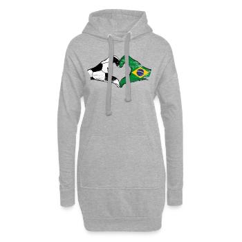 Brésil Football Drapeau Mains Coeur Forme Utilisé - Sweat-shirt à capuche long Femme - gris chiné - Devant