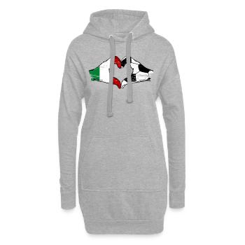 Italien Fussball Flagge Haende Herzform used - Hoodie-Kleid - Grau meliert - Vorne