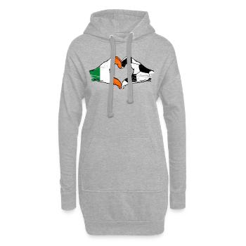 Irlande Football Drapeau Mains Coeur Forme Utilisé - Sweat-shirt à capuche long Femme - gris chiné - Devant