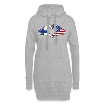 Finnland USA Flagge Haende Herzform used - Hoodie-Kleid - Grau meliert - Vorne