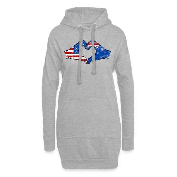 USA Neuseeland Flagge Haende Herzform used - Hoodie-Kleid - Grau meliert - Vorne