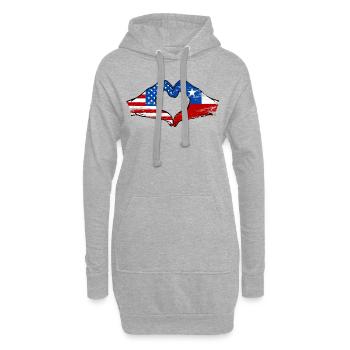 USA Chile Flagge Haende Herzform used - Hoodie-Kleid - Grau meliert - Vorne